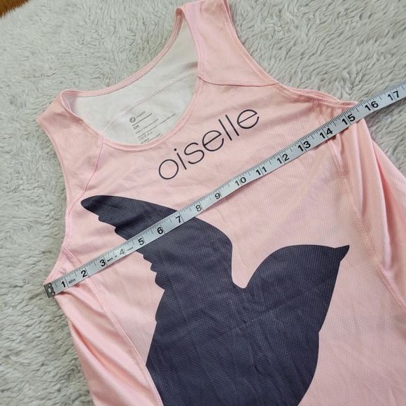 Oiselle Tank Top Women's Small Pink Bird Mesh Racerback Cycling - Picture 5 of 6